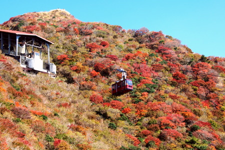 紅葉の雲仙ロープウェイ