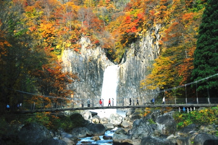 紅葉の苗名滝(妙高市)