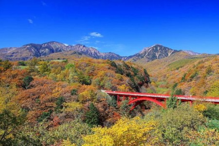 紅葉の八ヶ岳高原ライン東沢大橋