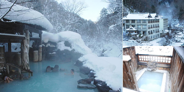 栃木県の雪見温泉露天風呂