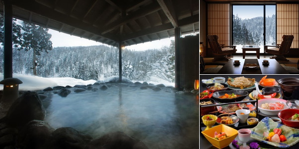 瀧と蕎麦の宿 瀧見舘の雪見温泉露天風呂